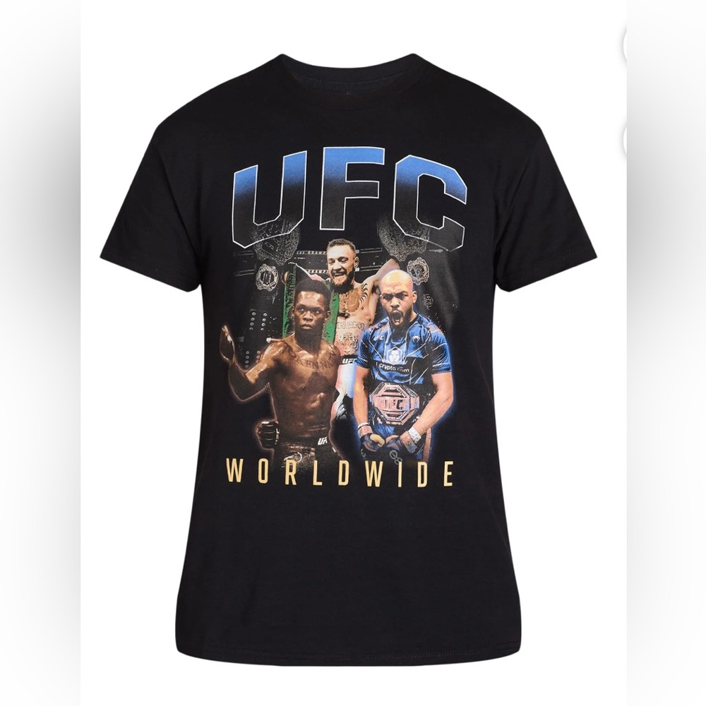 UFC Worldwide Men's T-Shirt sz Large MMA GOAT Licensed Jones McGregor Adesanya